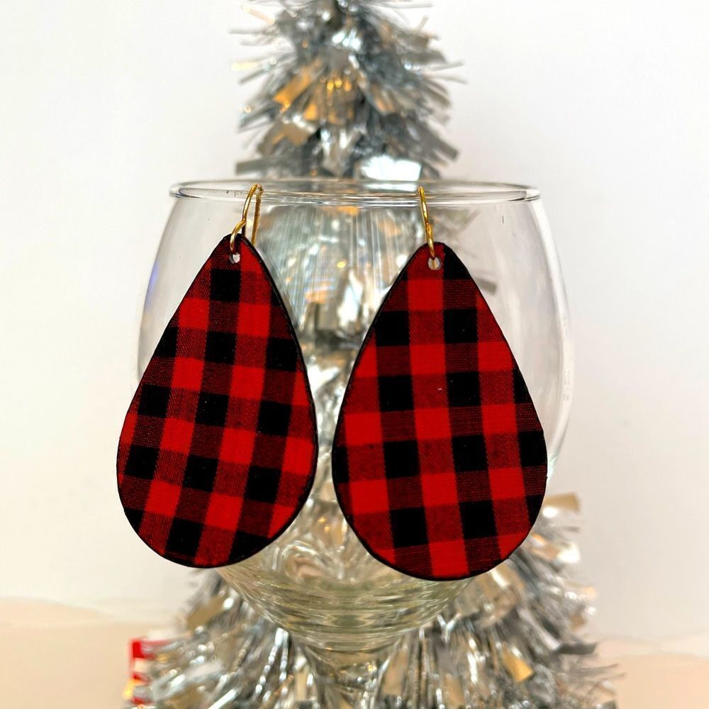 ‎BUFFALO PLAID TEARDROP EARRINGS